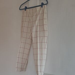 Club Monaco Cream and Red Checkered Chinos